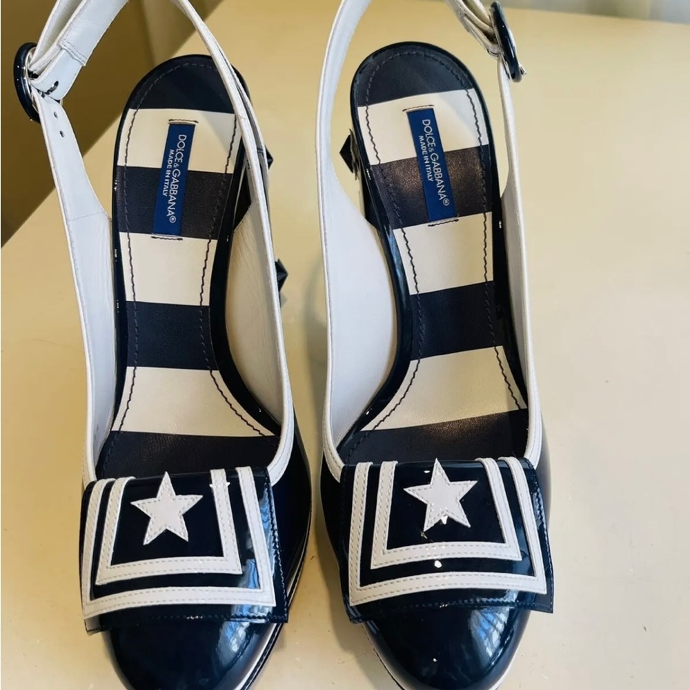 DOLCE & GABBANA PRINTED SLINGBACK PUMPS SIZE 38 - Picture 13 of 15